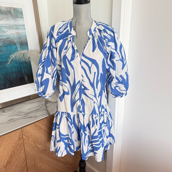 Staple the Label Mariella Smock Blue and White Patterned Dress - Picture 8 of 16